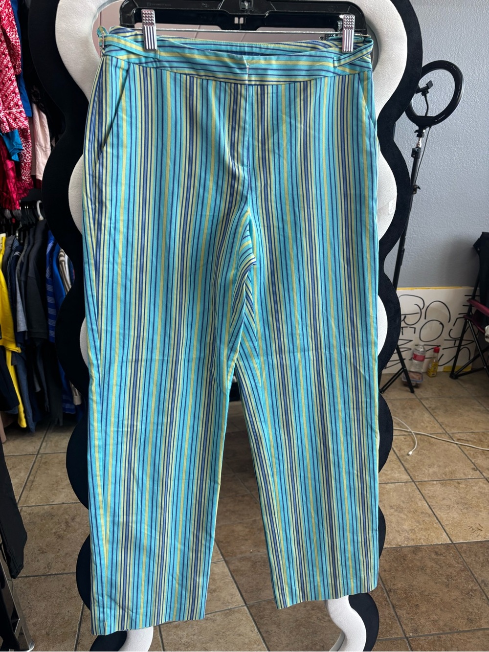 Vintage Evan Picone Blue & Green Striped women’s Chinos